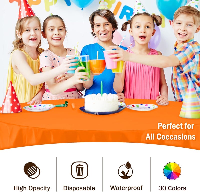 Exquisite 12-Pack Premium Plastic 84-Inch Round Tablecloth, Orange - Image 5