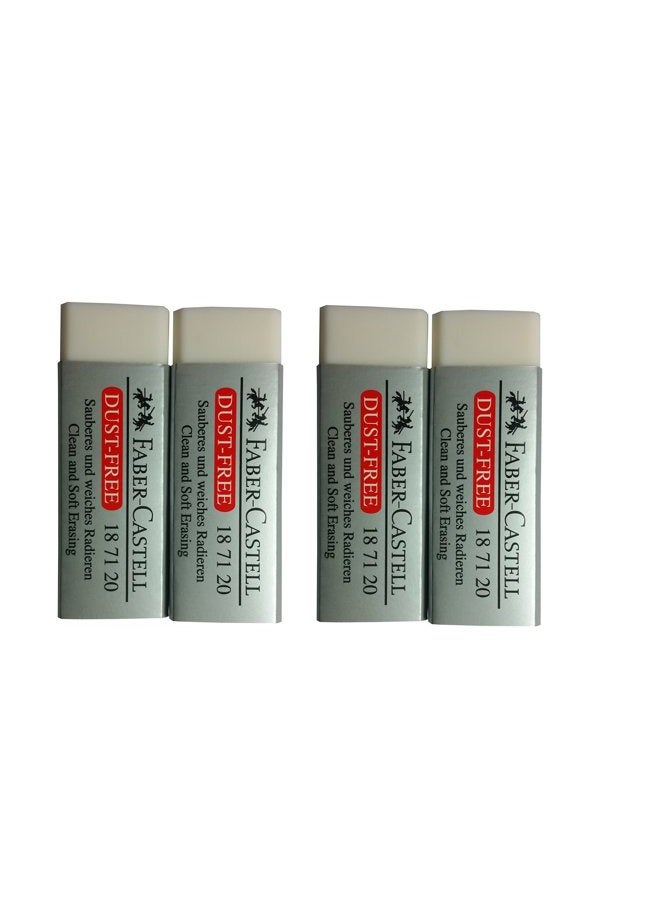 FABER-CASTELL [Pack of 4] LARGE Pencil Eraser Dust Free Clean and Extra Soft Erasing for ART, OFFICE, SCHOOL USE (6.2x2x1.25cm) - Image 1