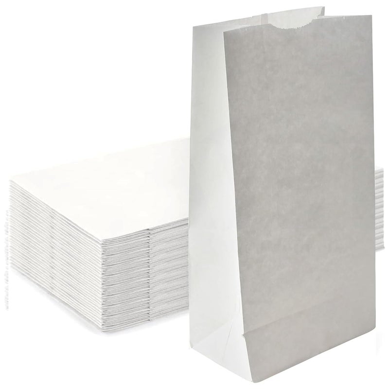 Concession Essentials 4lb White Paper Bags - Pack of 150ct. White Paper Lunch Bags. Great for Holiday Cookie Bags and Arts and Crafts., (CEwhite4lbPaperBag-150CT) - Image 1