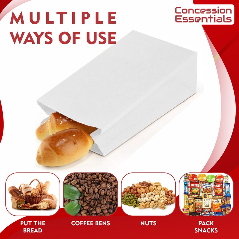 Concession Essentials 4lb White Paper Bags - Pack of 150ct. White Paper Lunch Bags. Great for Holiday Cookie Bags and Arts and Crafts., (CEwhite4lbPaperBag-150CT) - Image 3