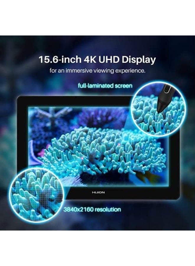 HUION Kamvas Pro 16 Plus 4K UHD 15.6" Drawing Tablet with Screen, 8192 Pressure Levels, Battery-Free Stylus with Tilt Function, Full-Laminated Anti-Glare Glass, 145% sRGB Color Gamut - Image 2