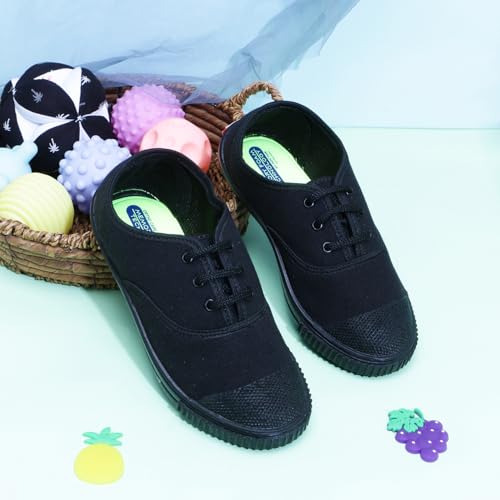 DOCTOR EXTRA SOFT Uniform Tennis Canvas School Shoes with Laces Black & White for Boys & Girls | Memory Foam Cushion & Anti-Bacterial Technology| Lightweight | Comfortable| Durable & Anti-Skid D-3004 - Image 3