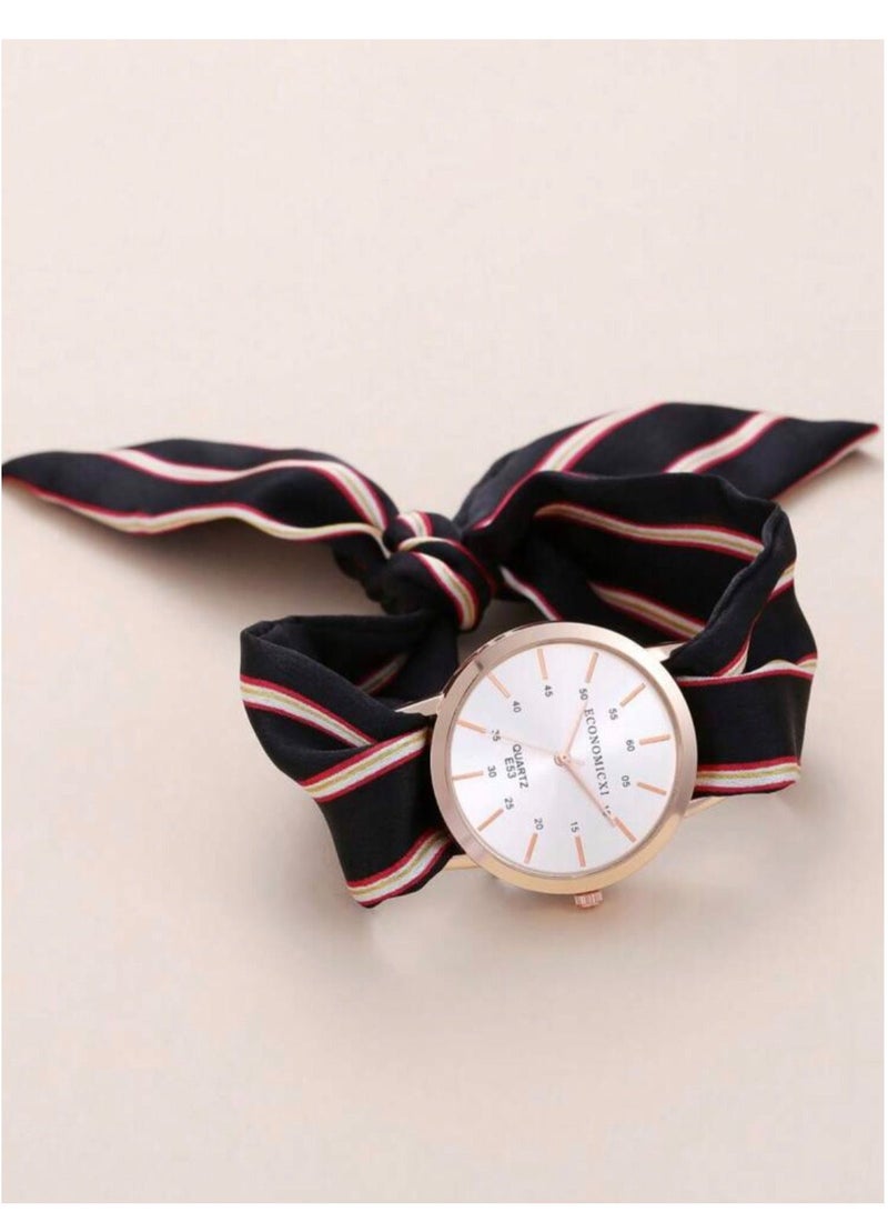 ECONOMICXI Casual Watch For Women With Colored Fabric Strap - Image 2