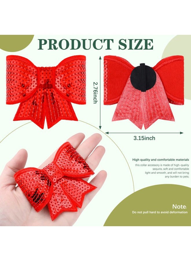 Jutom 40 Pcs Sequin Dogs Collar Bow Ties Sequin Attachment Slide Dog Collar Removable Bowties with Elastic Bands Adjustable Pet Bowties Holiday Pet Grooming Bow Ties for Small - Image 3