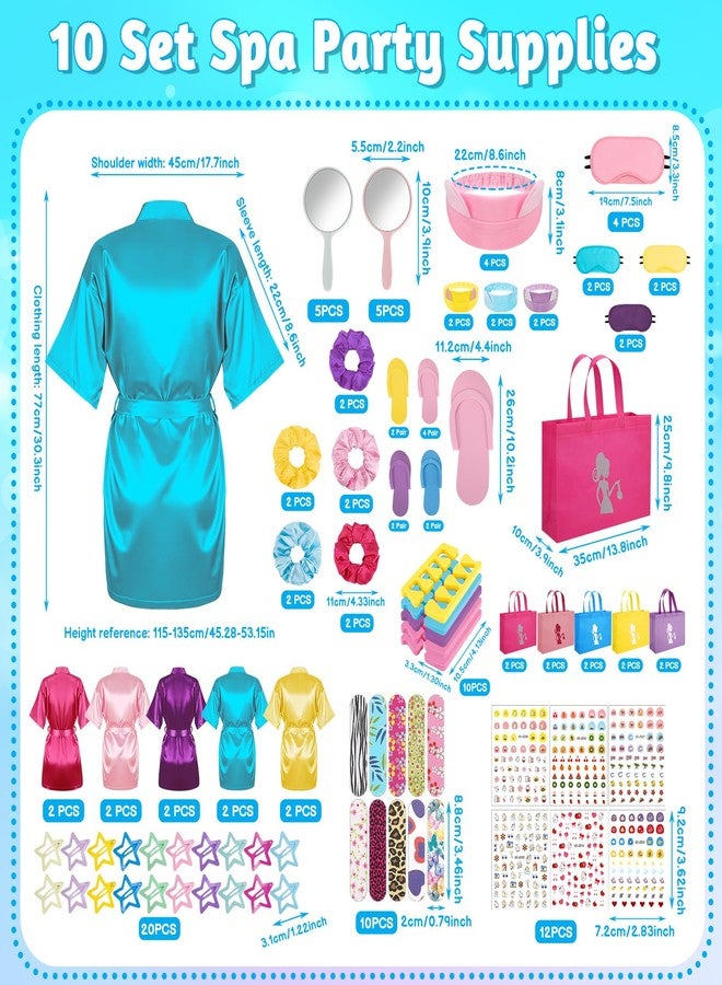 Hoemwarm 122 Pcs Multicolor Girls Spa Party Kit, 10-Pack Slumber Party Favors with Satin Robes, Tote Bags, and Nail Salon Accessories for Kids Spa Birthday, Halloween, Home Party Supplies - Image 2