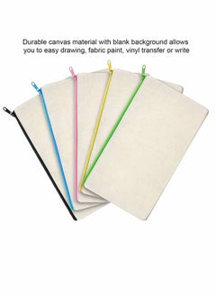 KASTWAVE 10Pack DIY Cosmetic Bag with Zipper, Blank Makeup Bags Pencil Case DIY Cotton Canvas Cosmetic Pouches Bags Multi-purpose Travel Toiletry Bag, DIY Gift Travel Toiletry Bags  - Image 5