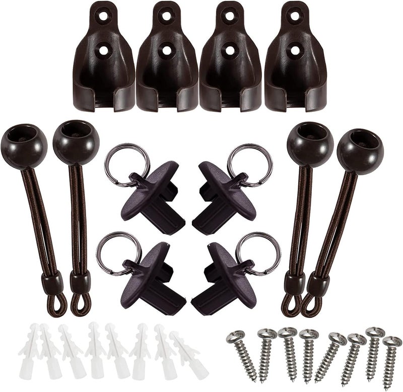 Lihopefe New Bungee kit + end caps Universal Replacement Mounting Brackets of Exterior Sun Shades Outdoor/Indoor Roller up Blinds (Brown, 2pack) - Image 1