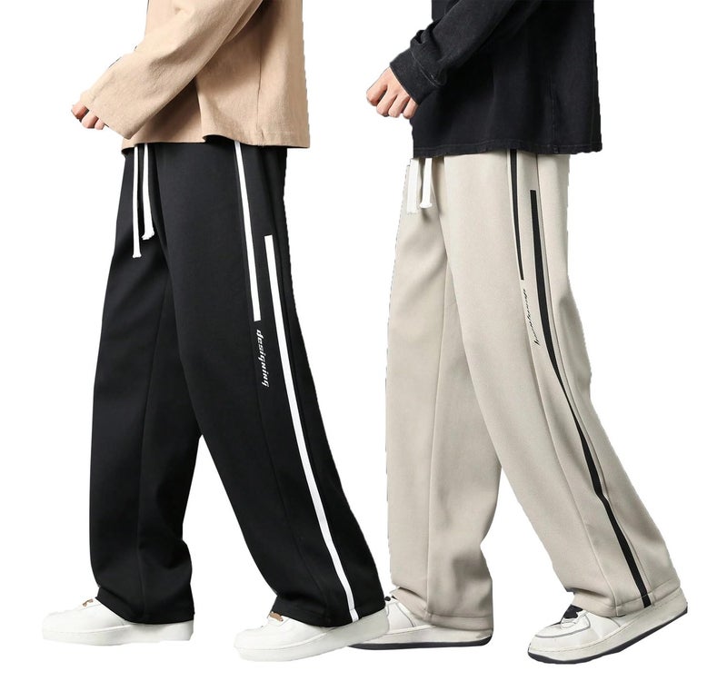 Lymio Track Pant for Men || Regular Fit || Track Pants || Full Elastic Jogger Track Pant || Available in Combo Pack of 2 (TP-39-40-Black-Beige-M) - Image 1