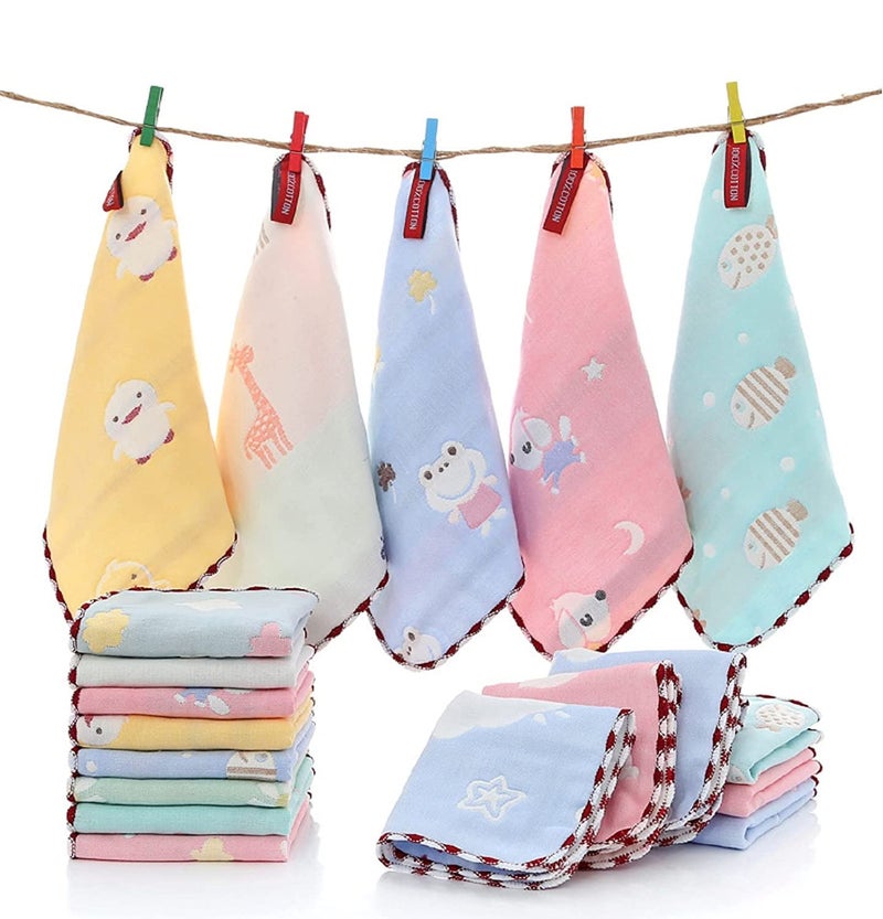 CLUZE Women's Cotton Face Towels - Square Handkerchief For Women/Kids/Girls (Multicolour) (Size 25x25 cm) (6) - Image 1