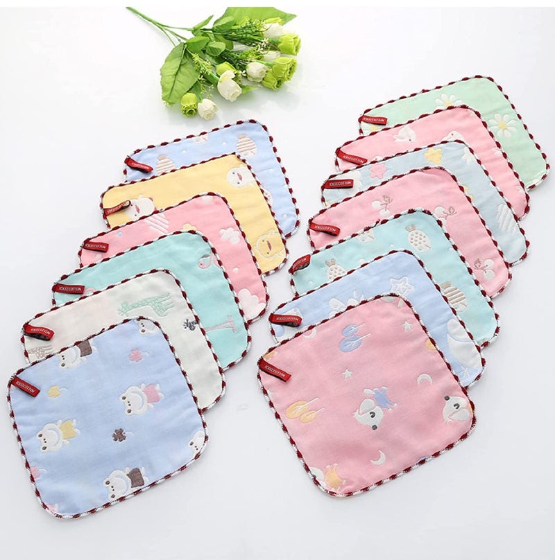 CLUZE Women's Cotton Face Towels - Square Handkerchief For Women/Kids/Girls (Multicolour) (Size 25x25 cm) (6) - Image 4