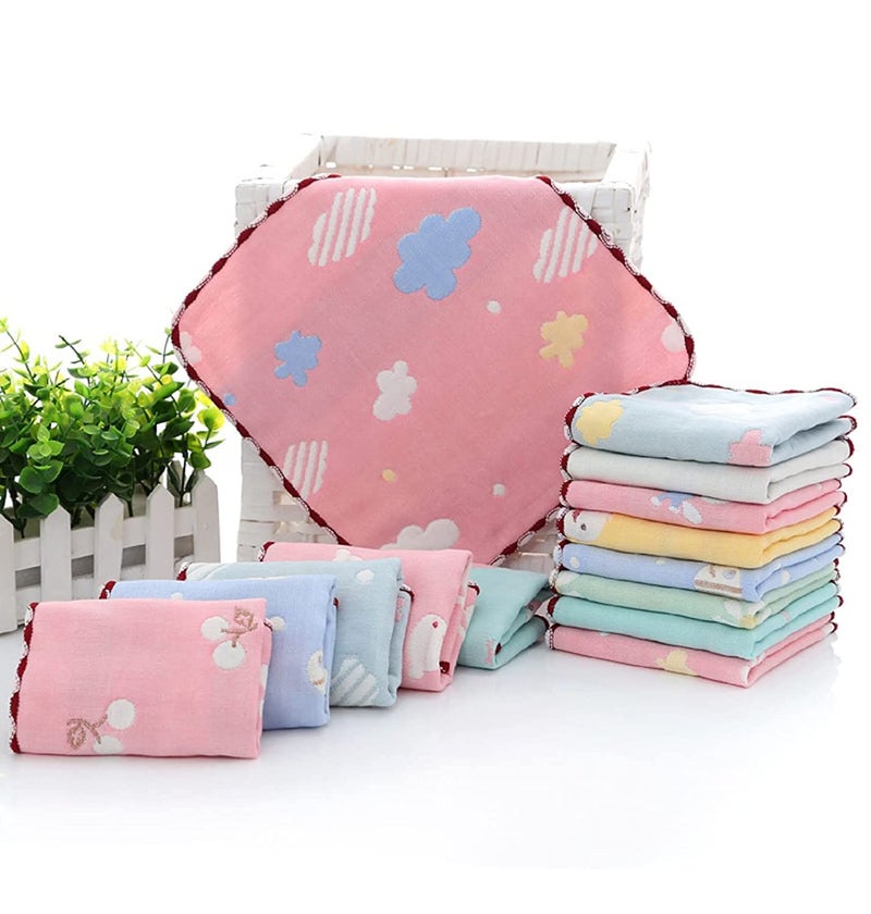 CLUZE Women's Cotton Face Towels - Square Handkerchief For Women/Kids/Girls (Multicolour) (Size 25x25 cm) (6) - Image 5