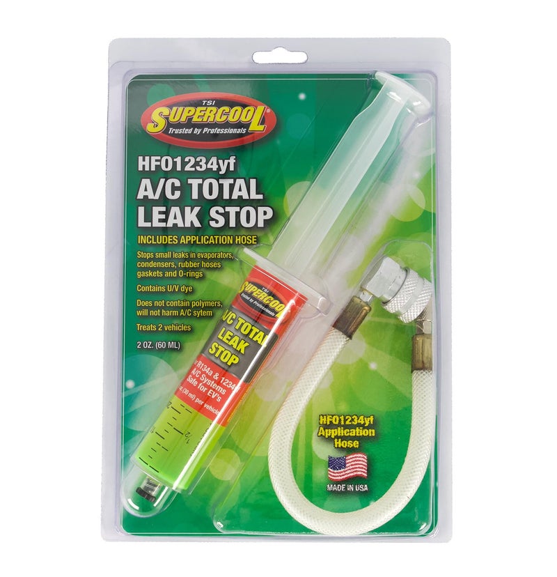 TSI Supercool 1234yf Total Leak Stop - 60 ml Syringe in Clamshell with R1234yf Application Hose - Image 1