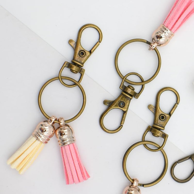 PEOUWNES 60 Pcs Premium Bronze Swivel Clasps Lanyard Snap Hooks with Key Rings, Key Chain Clip Hooks Lobster Claw Clasps for Keychain Clip Lanyard, Jewelry Making, DIY Crafts - Image 2