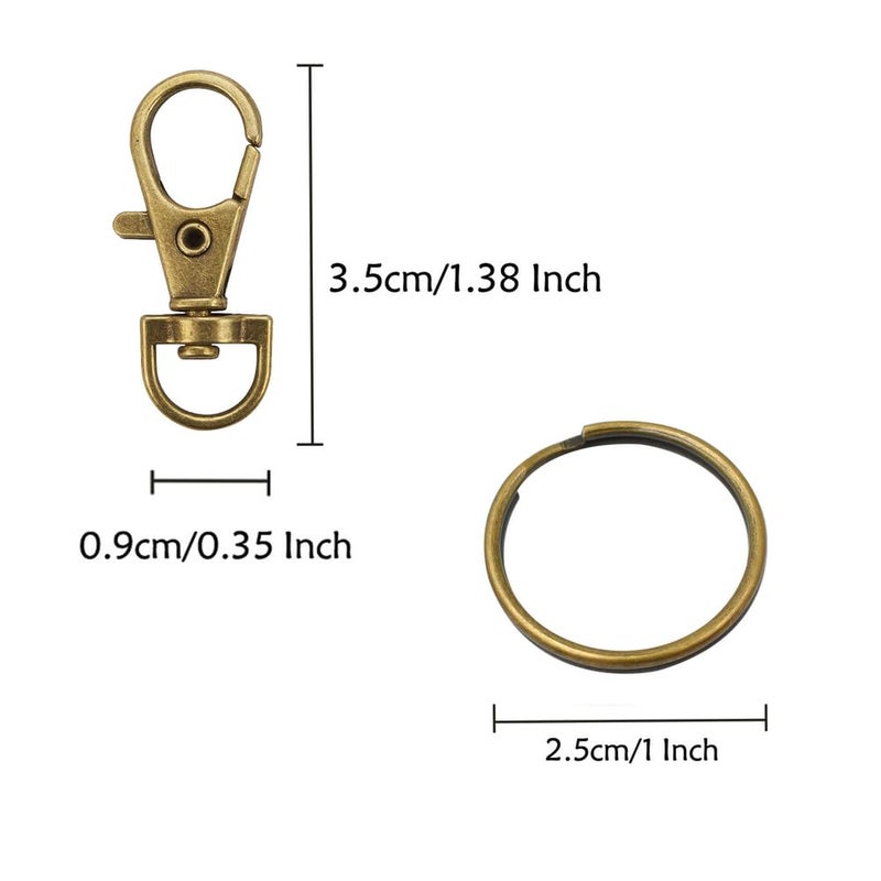 PEOUWNES 60 Pcs Premium Bronze Swivel Clasps Lanyard Snap Hooks with Key Rings, Key Chain Clip Hooks Lobster Claw Clasps for Keychain Clip Lanyard, Jewelry Making, DIY Crafts - Image 4