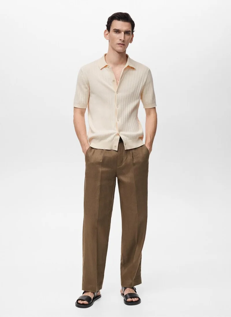 Mango Man Fine Rib-Knit  Regular Fit Polo