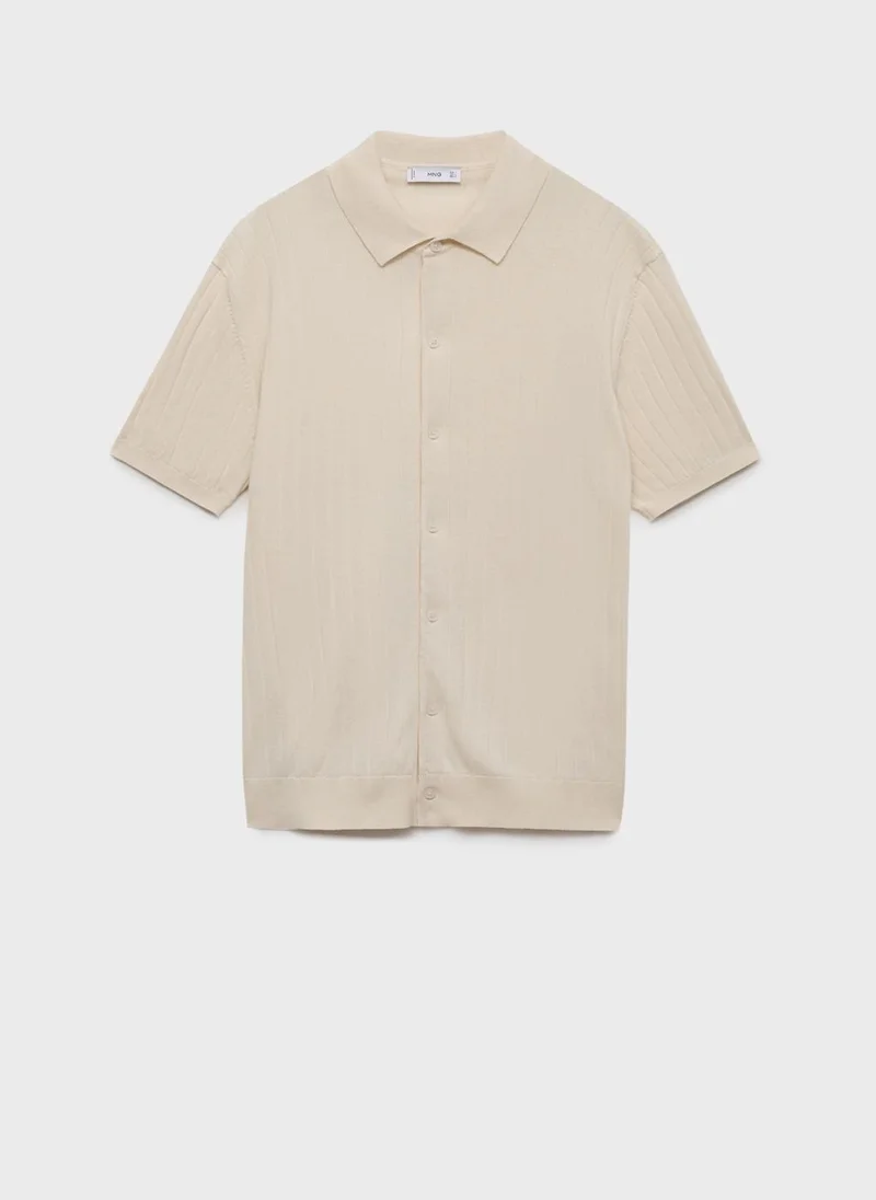Mango Man Fine Rib-Knit  Regular Fit Polo