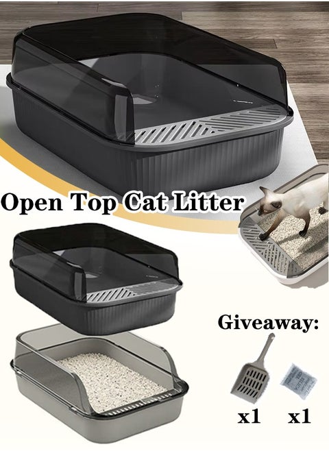 Cat Litter Box with  with Scoop and Filter Pedal, Non-Sticky High Side Kitty Litter Box,Semi-Enclosed Open Top Cat Litter Box With Cat Litter Scoop,Cat Sandbox,Semi-enclosed Cat Toilet