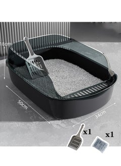 Generic Cat Litter Box with  with Scoop and Filter Pedal, Non-Sticky High Side Kitty Litter Box,Semi-Enclosed Open Top Cat Litter Box With Cat Litter Scoop,Cat Sandbox,Semi-enclosed Cat Toilet  - Image 2