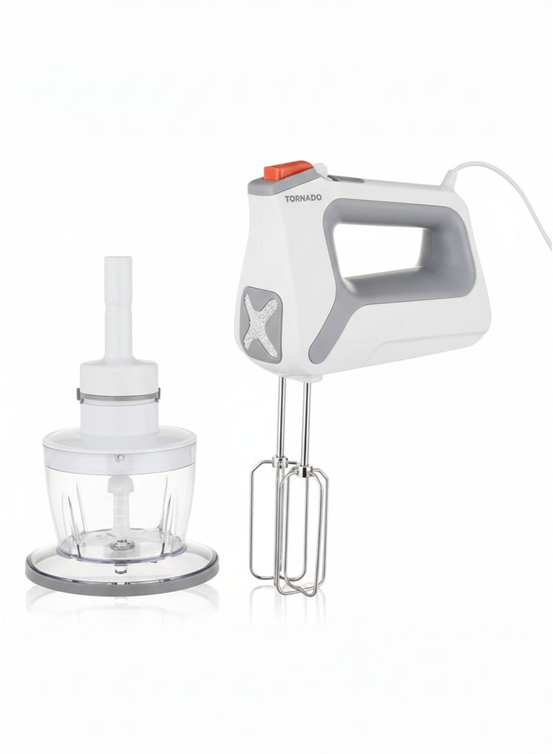 TORNADO Touch Hand Mixer - 5 Speeds with Turbo Function - 400W - Chopper Attachment - Model THM-400SS - White - Image 5