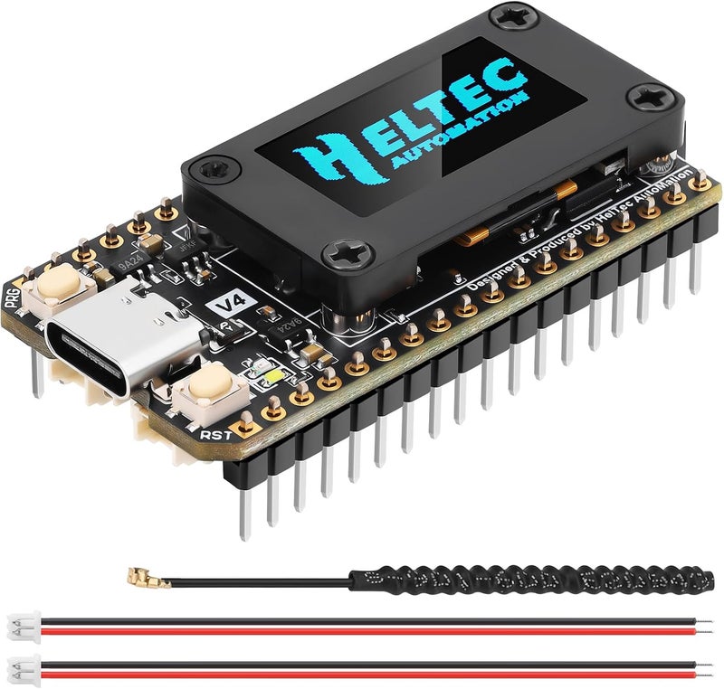 لوحة تطوير ESP32 LoRa V4 محسنة، تحتوي على وحدة LoRa ESP32-S3، دعم للواي فاي والبلوتوث، ذاكرة PSRAM سعة 2 ميجابايت وذاكرة فلاش سعة 16 ميجابايت، هوائي بتردد 863-928 ميغاهرتز، شاشة OLED، تدعم نظام GPS والطاقة الشمسية، مناسبة لأجهزة Arduino وMeshtastic وتقنية LoRaWAN في مجال إنترنت الأشياء (IoT). - Image 1