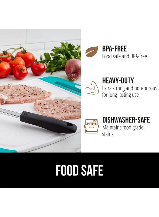 GORILLA GRIP 100% BPA-Free Reversible Kitchen Cutting Board Set of 3, Nonporous, Juice Grooves to Catch Liquid, Slip Resistant Handle Border, Dishwasher Safe Durable Food Chopping Boards, Turquoise - Image 5
