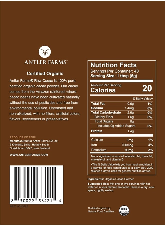 Antler Farms 100% Organic Raw Cacao Powder - Image 2