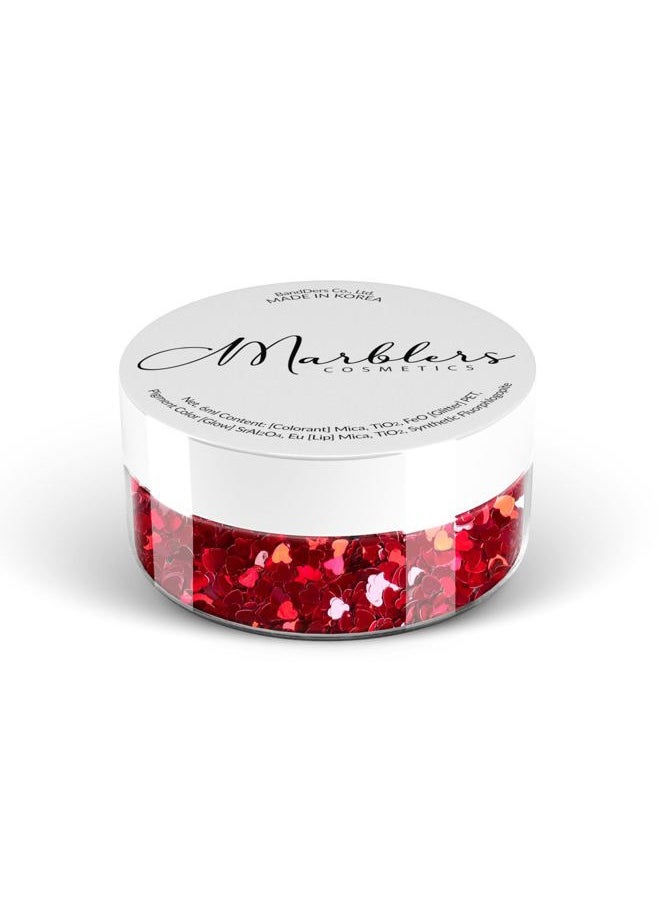MARBLERS Cosmetic Grade Chunky Shape Glitter [Heart] 0.18oz (5g) | Flake | Non-Toxic | Vegan | Cruelty-Free | Eyeshadow, Nail Polish, Nail Art | Festival, Rave & Party Makeup | Body & Face  - Image 1