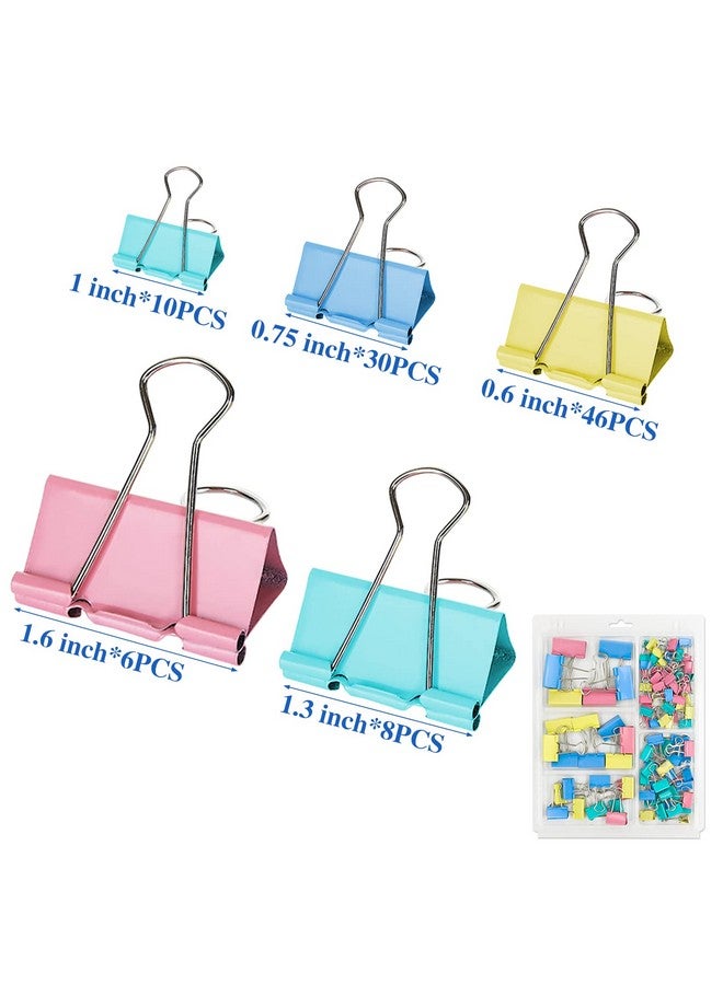 OWLKELA 100 Pcs Colored Binder Clips, Paper Clamps, Paper Binder Clips, Assorted Sizes, Metal Colorful Binder Clips, Ideal For Office, Home And School Supplies - Image 2