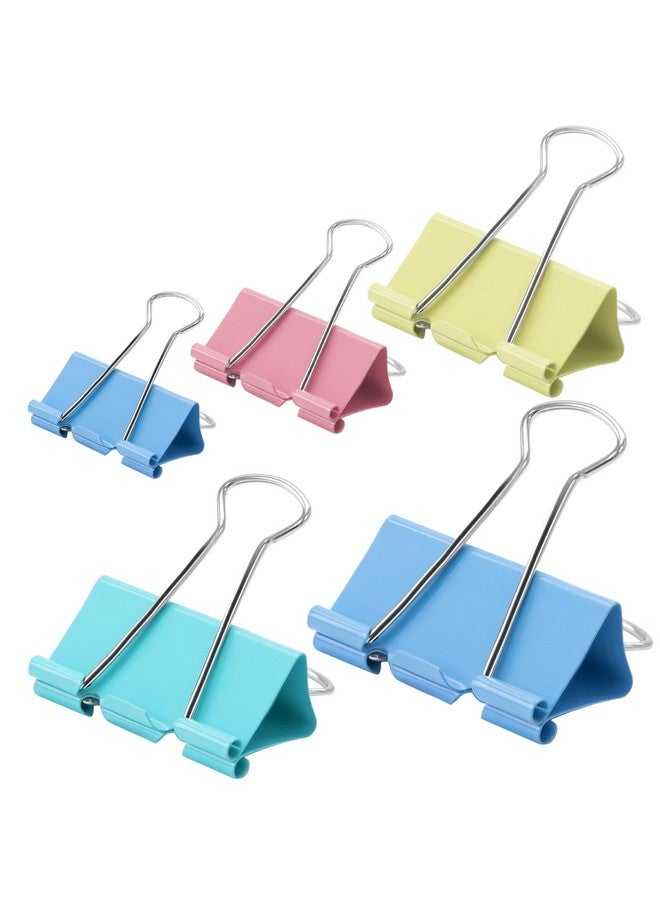 OWLKELA 100 Pcs Colored Binder Clips, Paper Clamps, Paper Binder Clips, Assorted Sizes, Metal Colorful Binder Clips, Ideal For Office, Home And School Supplies - Image 1