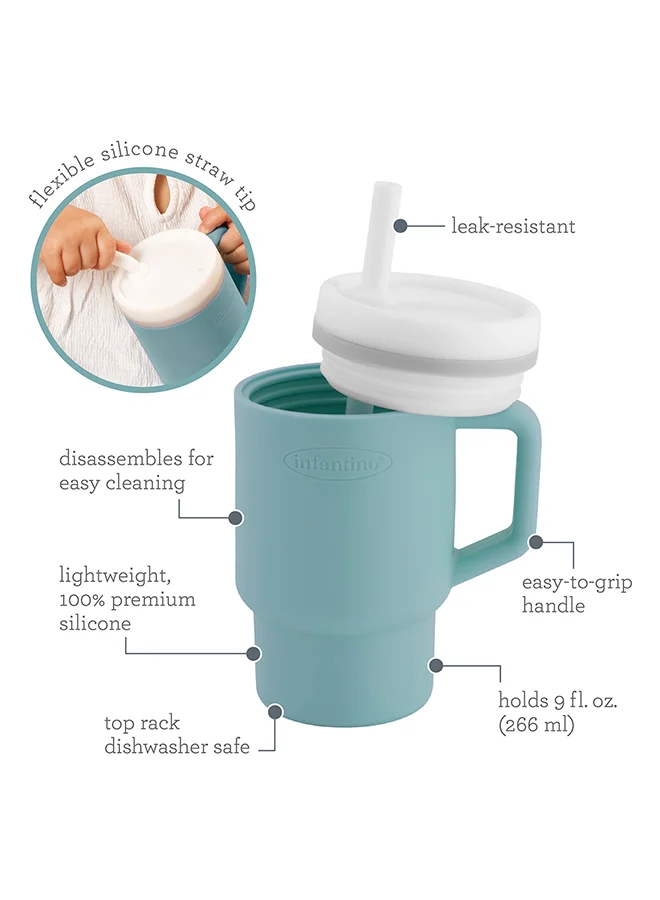 infantino My 1St Tumbler – Adorable Miniature Tumbler With Leak-Resistant Straw And Toddler-Friendly Handle, Encourages Hydration, 6M+, 9 Oz, Moody Blue