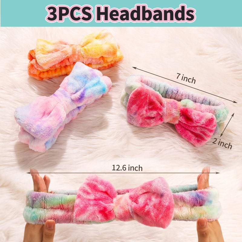 LEOBRO Spa Headband, 6pcs Makeup Headbands and Hair Scrunchies, Bow Skin Care Headband for Washing Face for Women Teen Girls, Hair Bands, Easter Basket Stuffers Valentines Galentines Day Gifts - Image 2