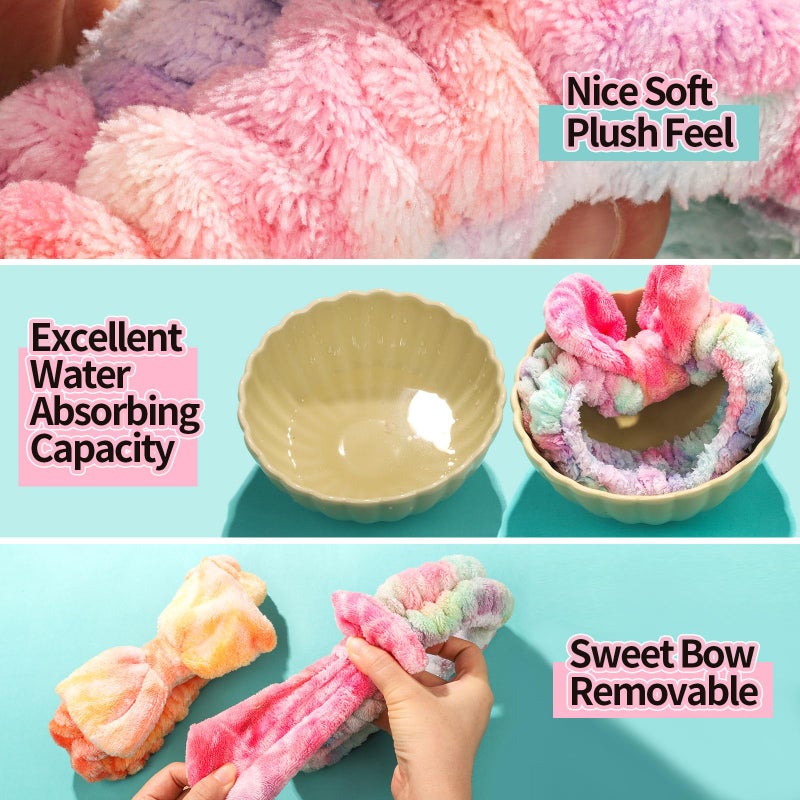 LEOBRO Spa Headband, 6pcs Makeup Headbands and Hair Scrunchies, Bow Skin Care Headband for Washing Face for Women Teen Girls, Hair Bands, Easter Basket Stuffers Valentines Galentines Day Gifts - Image 5