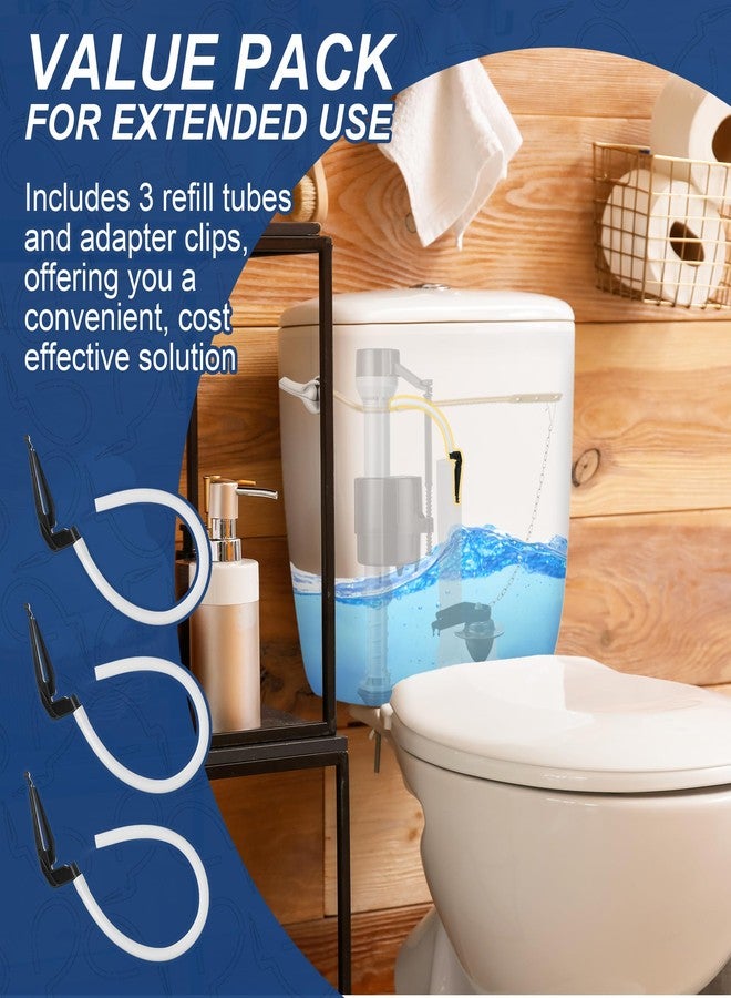 Saillong 3 Pack Toilet Refill Tube and Clip Replacement, Toilet Repair Kit Inside Tank Compatible with 100, 200, 200A, 400A and Most Other Valves, 9.65” Length, Rubber and Plastic(White) - Image 3