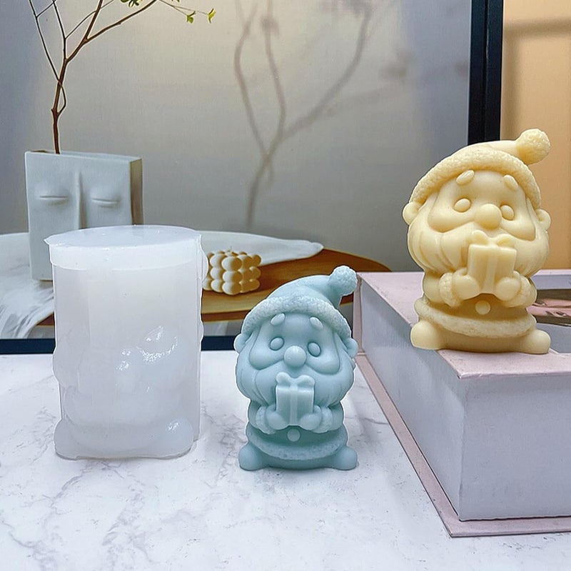 FirstTry Christmas Candle Mold I 3D Santa Claus Holding Gift Box Shape Silicone Scented Wax Mould I for DIY Handmade Ornament Cake Décor Chocolate Aromatherapy Soap Resin Clay Art Craft Home Décor - Image 5