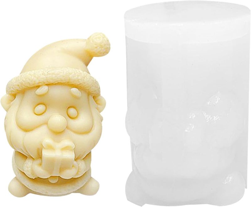 FirstTry Christmas Candle Mold I 3D Santa Claus Holding Gift Box Shape Silicone Scented Wax Mould I for DIY Handmade Ornament Cake Décor Chocolate Aromatherapy Soap Resin Clay Art Craft Home Décor - Image 1