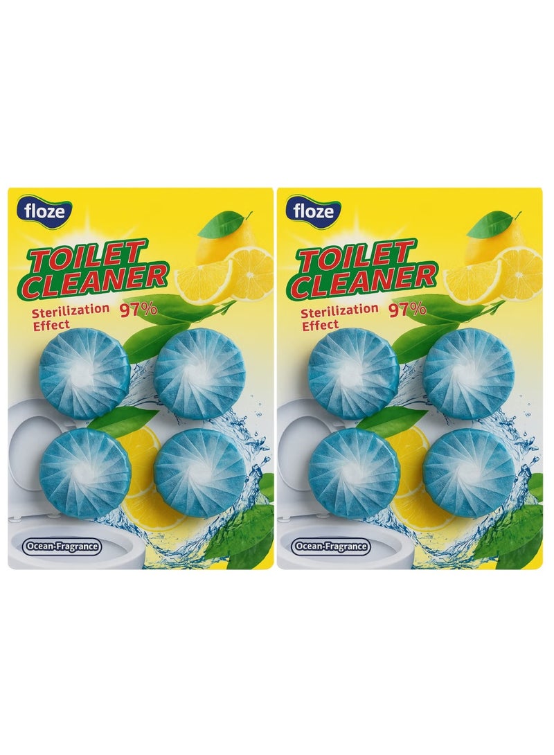 8 Tablets Toilet Cleaner – Ocean Fragrance, 97% Sterilization, Long-Lasting Freshness, Removes Stains & Odors, Lemon Infused - Image 1