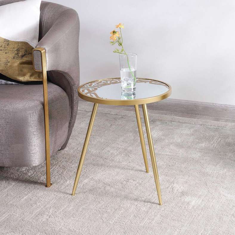 Pan Home SONO ACCENT TABLE MIRROR ROUND - GOLD