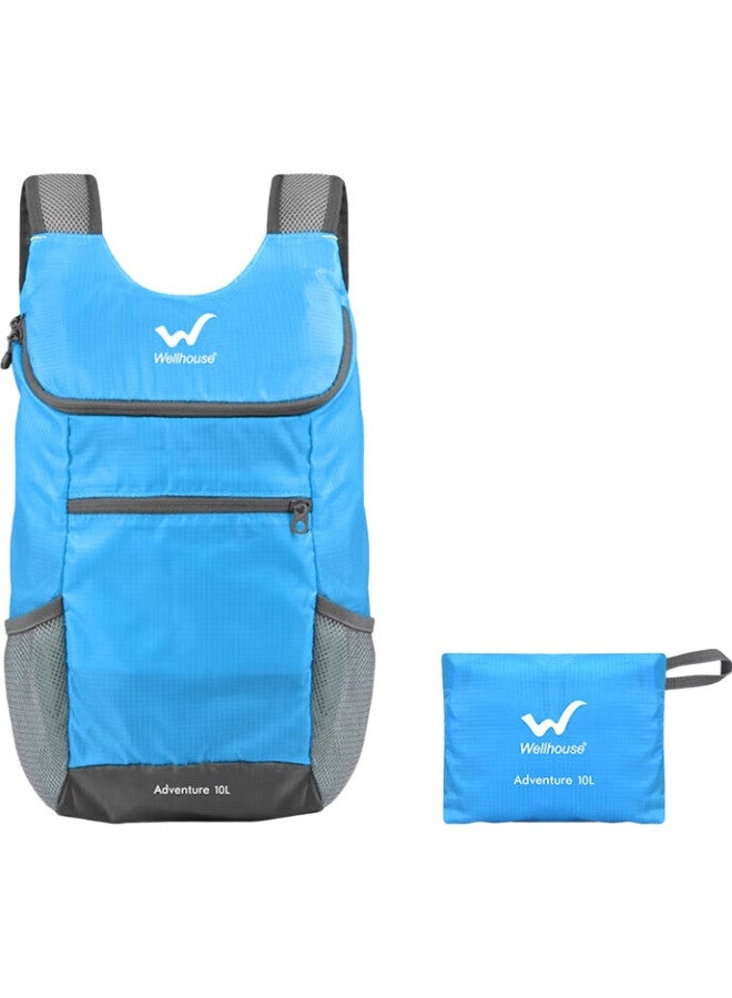 Wellhouse Foldable Small Backpack, Outdoor Water-Resistant Lightweight Travel Bag, Student Schoolbag, 10L, Sky Blue - Image 1
