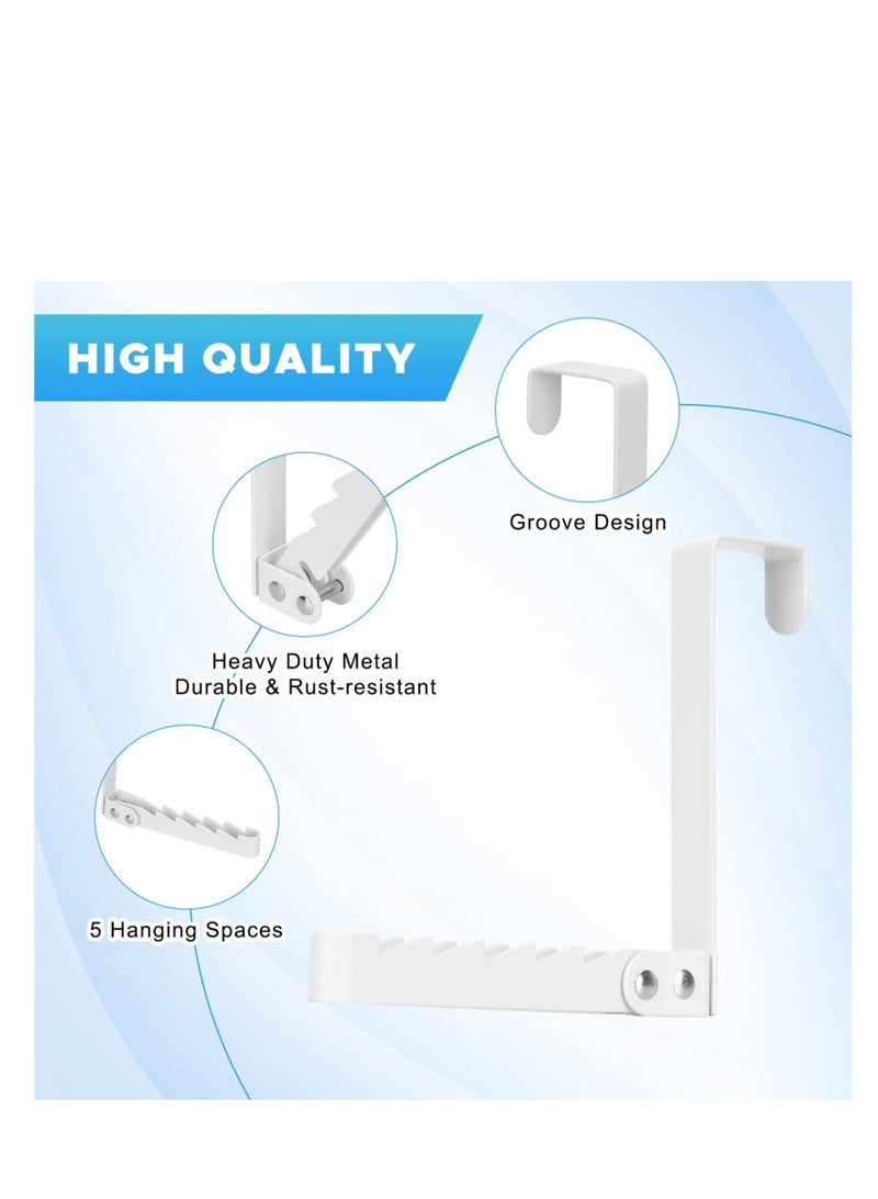 Over The Door Hooks Hanger, 1 Pack Collapsible Folding Organizer Rack, Space Saving Hanging Storage Prefect for Clothes, Coats, Towels Bedroom Bathroom, White - Image 2