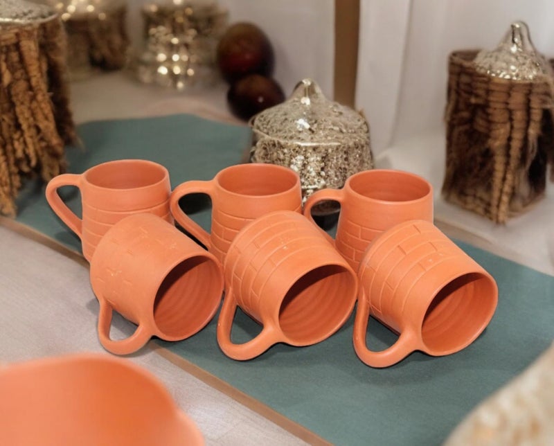 RKD Enterprise Clay Tea Cup - 150 ml (Brown) Set of 6 - Image 3