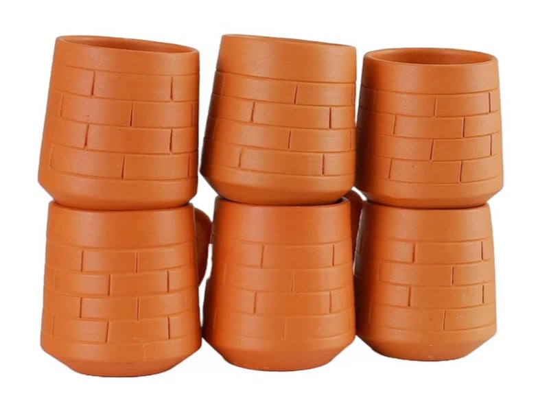 RKD Enterprise Clay Tea Cup - 150 ml (Brown) Set of 6 - Image 2
