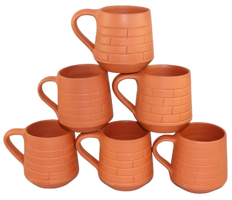 RKD Enterprise Clay Tea Cup - 150 ml (Brown) Set of 6 - Image 1