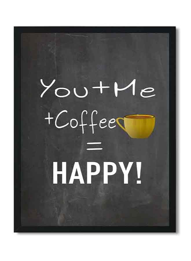 لوحة ملصق جداري لعبارة You + Me + Coffee مزين بإطار أسود - Image 1