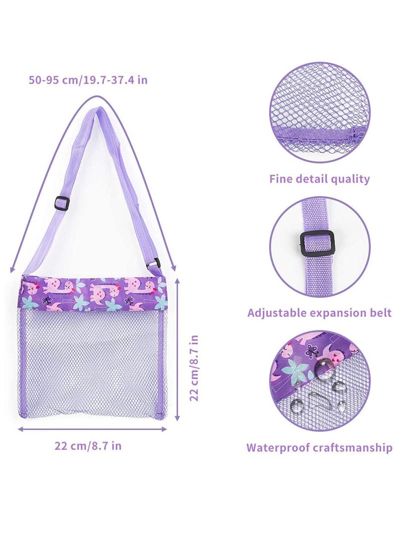 حقائب ألعاب الشاطئ على شكل قواقع، حقيبة شاطئ للأطفال، حقائب شاطئ شبكية ملونة للأطفال، حقيبة شبكية لقواقع الأطفال، لتخزين الألعاب أو الفواكه أو الخضروات، تحتوي العبوة على 5 قطع - Image 2