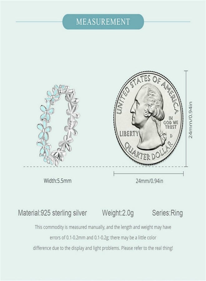 BISAER 925 Sterling Silver Blue Flower Ring Blue Color Floral Stack Solitaire Finger Rings for Women Teens Gift Jewelry - Image 5