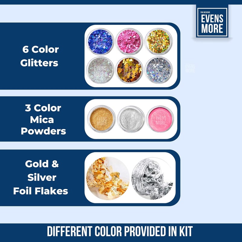 EVENS MORE DIY Resin 4 Inch Coaster Kit with 200Gm Crystal Clear Resin and Glitter Round and Agate Mould (Coaster Kit) - Image 4