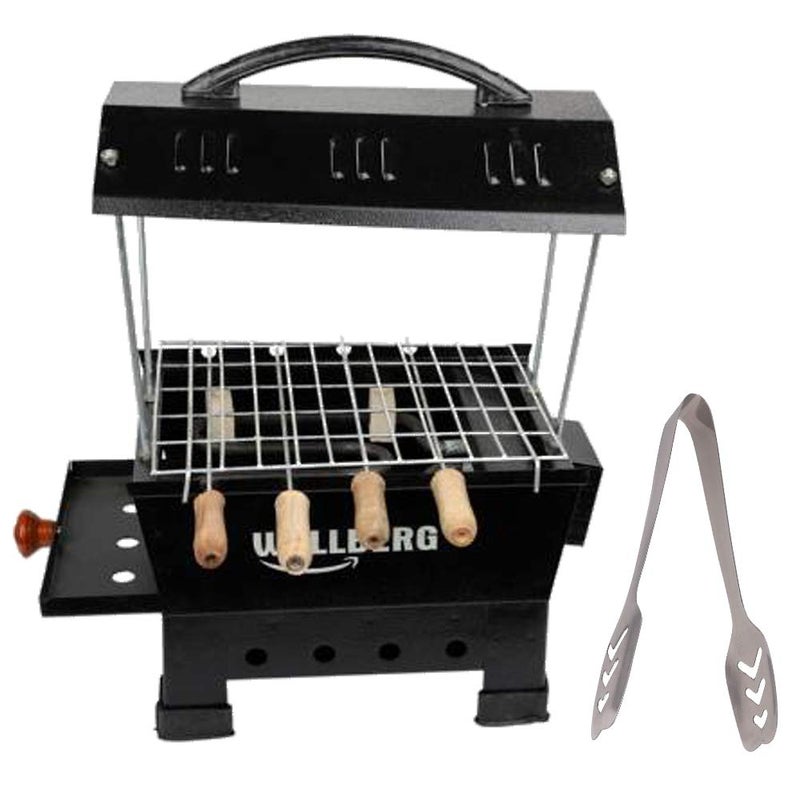 Wellberg Camping Barbecue Grill Tandoor Toaster RoasterFully Electric CharcoalCompact Portable Large Size Silver Electric Grill - Image 1
