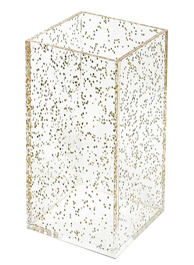 pbf PHOTO BOOTH FRAMES pbf Clear Acrylic Pen Holder for Desk | Clear Pencil Holder | Acrylic Makeup Brush Holder for Vanity | Pen Organizer | Bookmark Holder | Pencil Cups | Desk Organizer (Gold Glitter) - Image 1