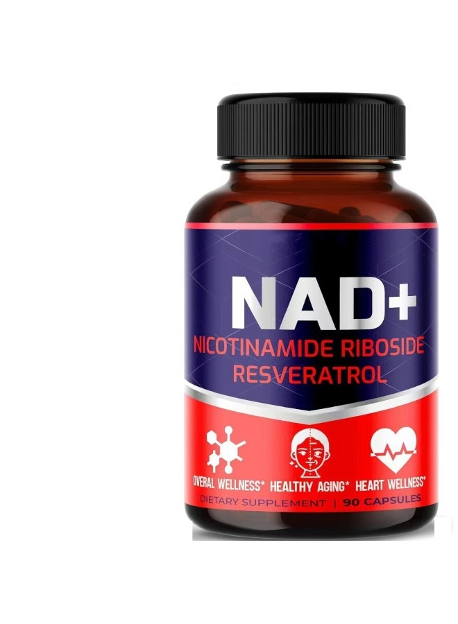 NAD+ Supplement with Nicotinamide Riboside (NR), Resveratrol & Quercetin – Cellular Energy, Vitality & Healthy Aging Support – 90 Capsules - Image 1
