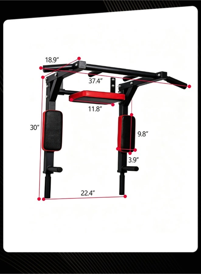 جدار المثبتة متعددة الوظائف Pull-Up Bar Dip Station، الثقيلة واجبات المنزل صالة رياضية القوة تدريب معدات التدريب - Image 5